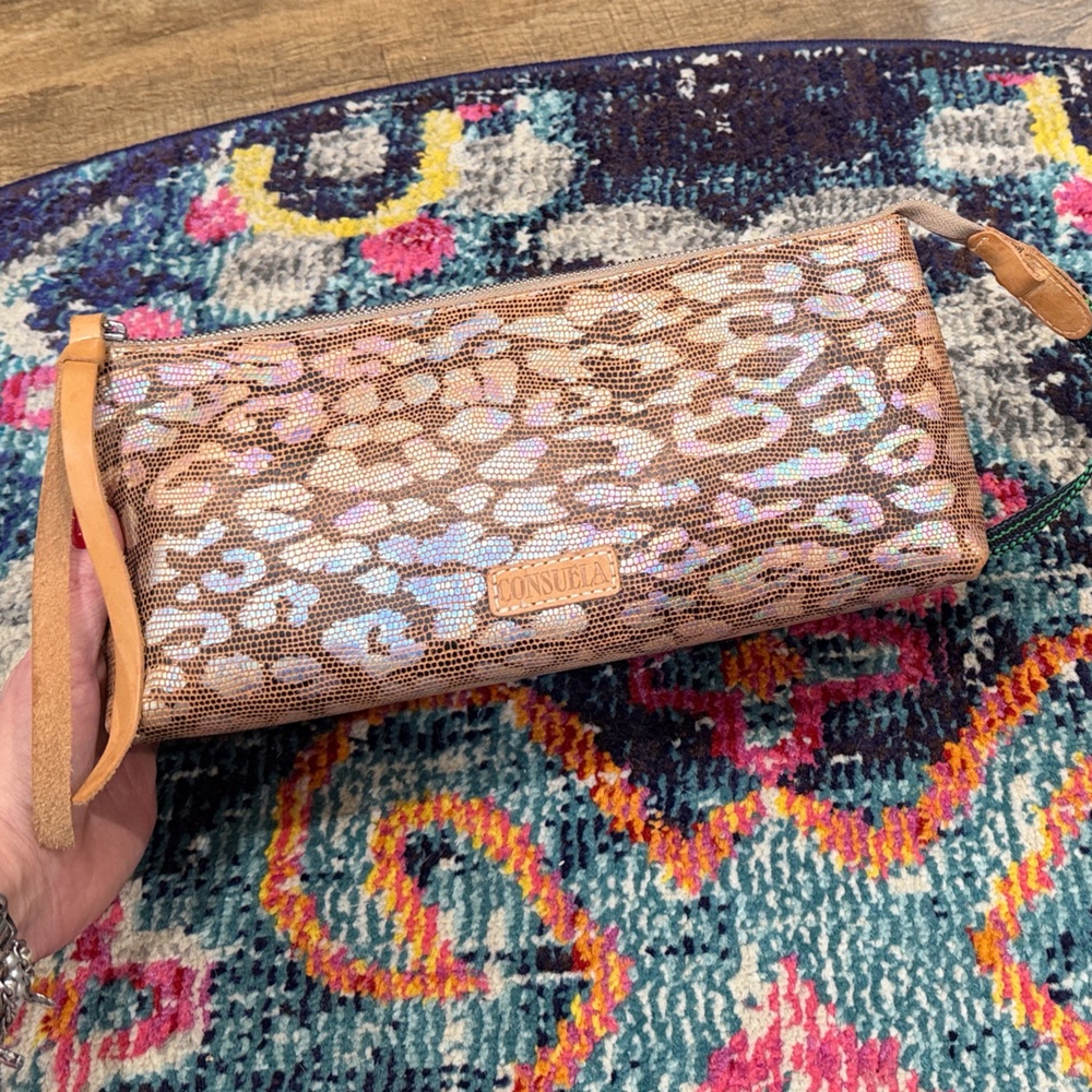 Consuela Iris Leopard Print Clutch in Iridescent